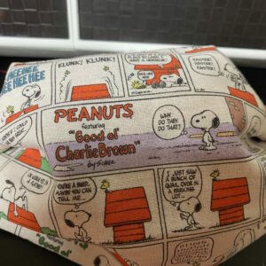 Color Peanuts Comic Face Mask - this face mask has some of the Peanuts comics in color on it. #Peanuts #Snoopy #CharlieBrown