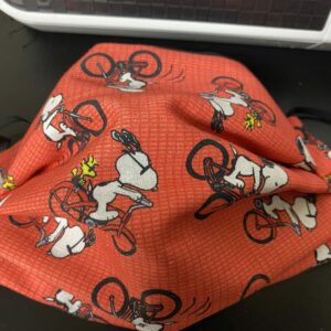 Snoopy & Woodstock On A Bicycle Face Mask - A Face Mask with Snoopy and Woodstock on bikes. #Snoopy #Woodstock