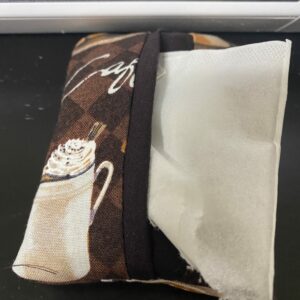 Coffee Pocket Tissue Holder - A Coffee-themed pocket tissue holder with coffee related items on the fabric. #Coffee