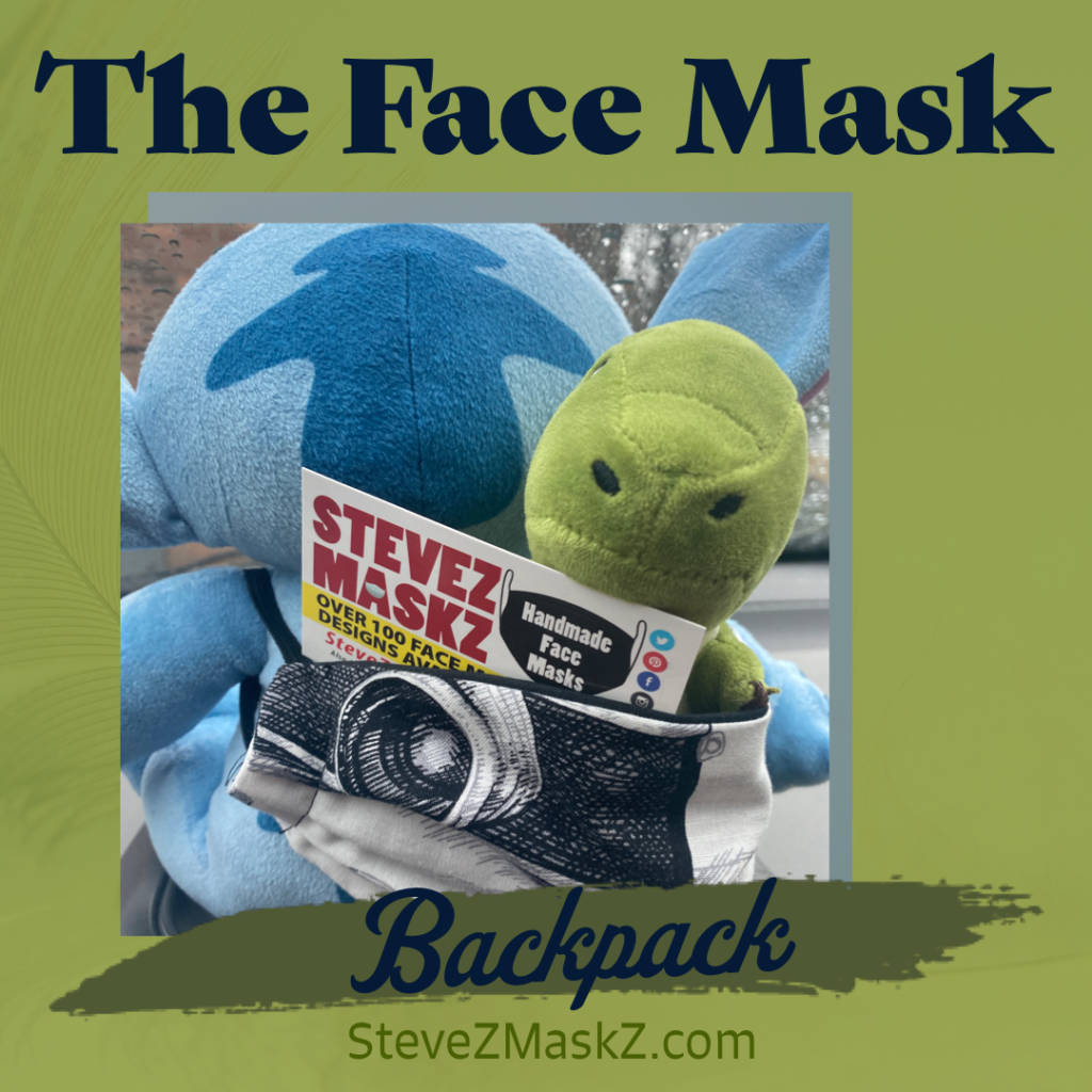 The Face Mask Backpack - It’s me Van the T-Rex, I got to go on another adventure, this we used a face mask as a backpack. I got to ride along in Stitch’s Camera Face Mask Backpack. 