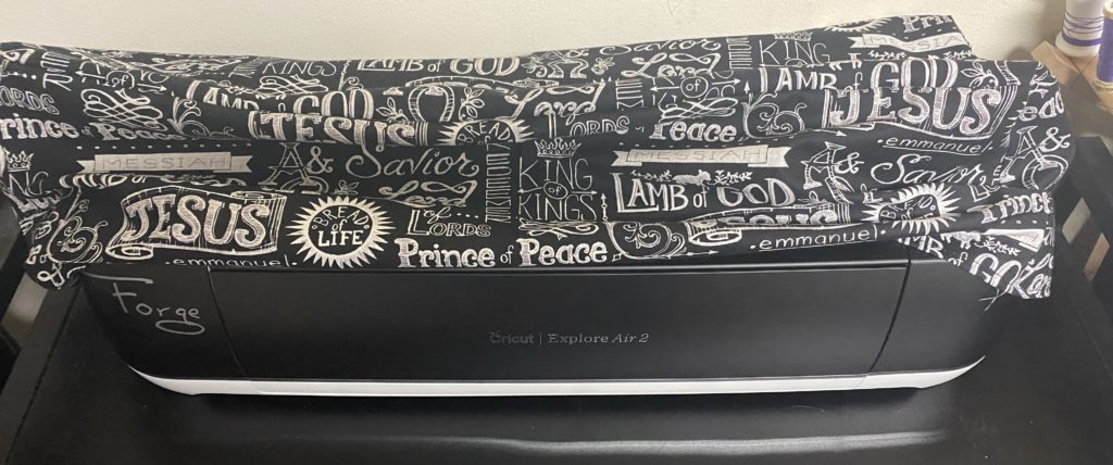 Cricut Explore Air 2 Dust Cover using the Names of Jesus Fabric