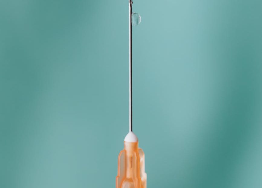 close up view of needle of a vaccine
