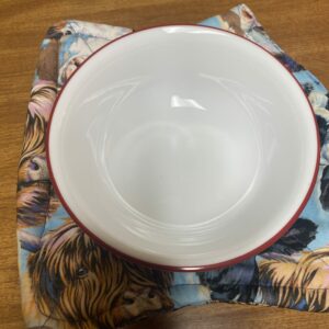 Cow Faces Bowl Cozy - this bowl cozy has various cow faces on it. #Cows #Cow #Cattle #BowlCozy #BowlCozies