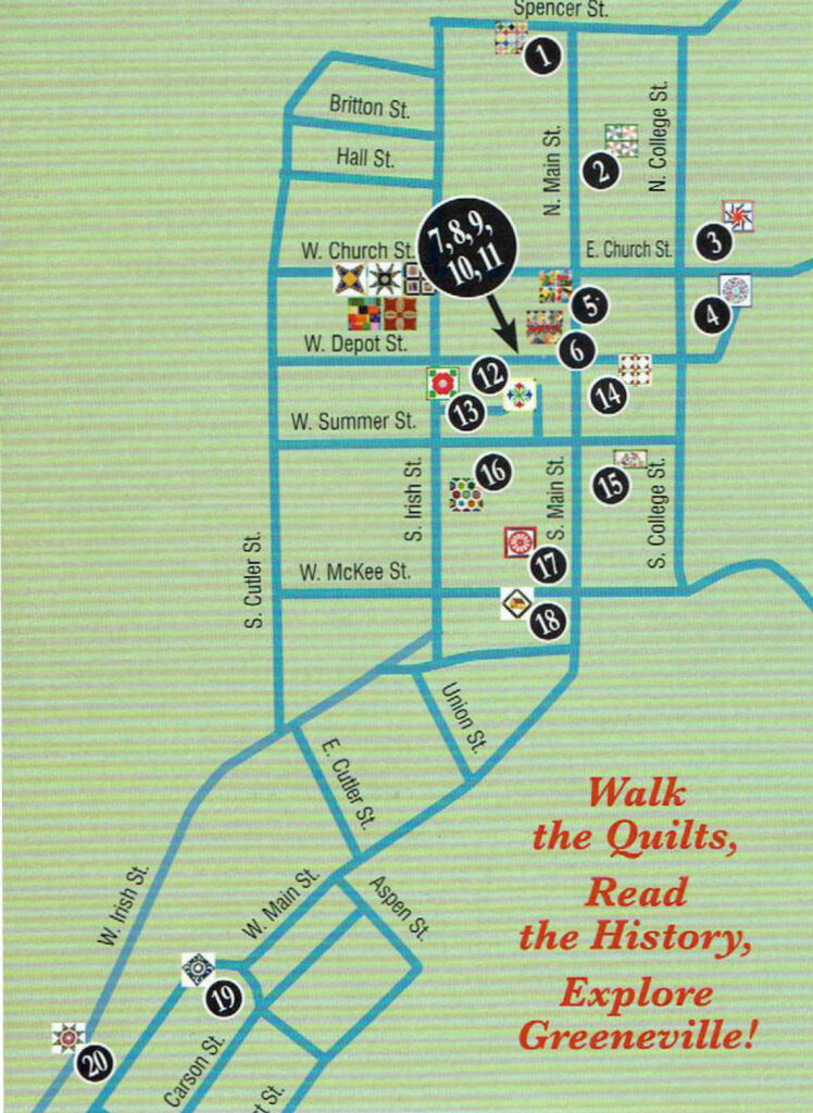 Downtown Greeneville Follow the Quilt Trail map 