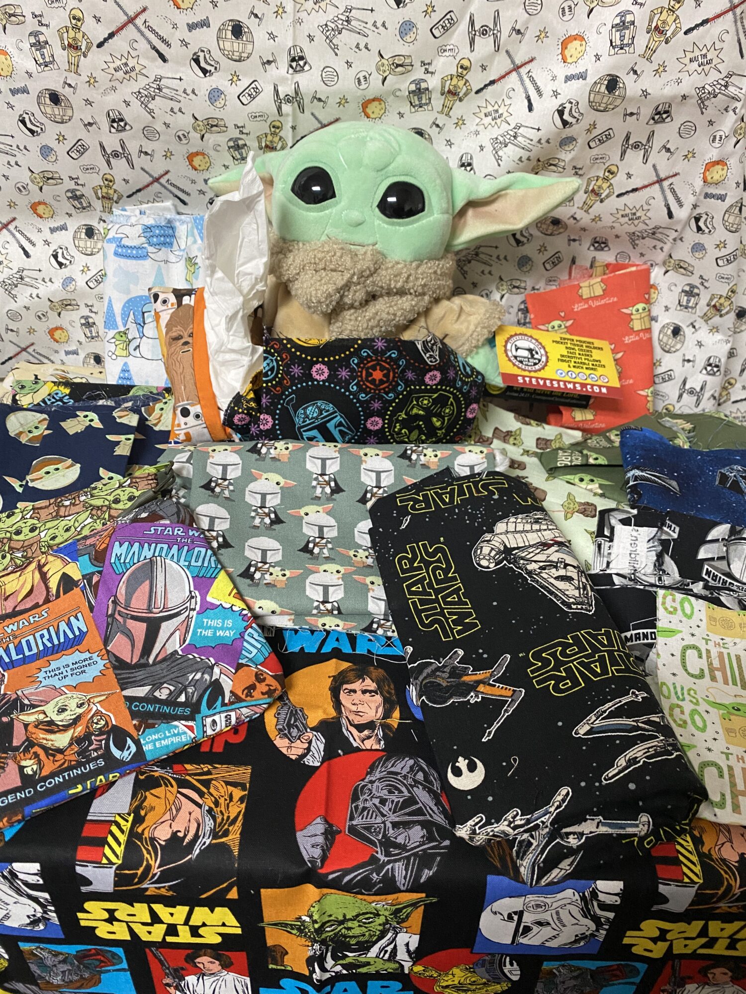 Grogu with Star Wars Fabric