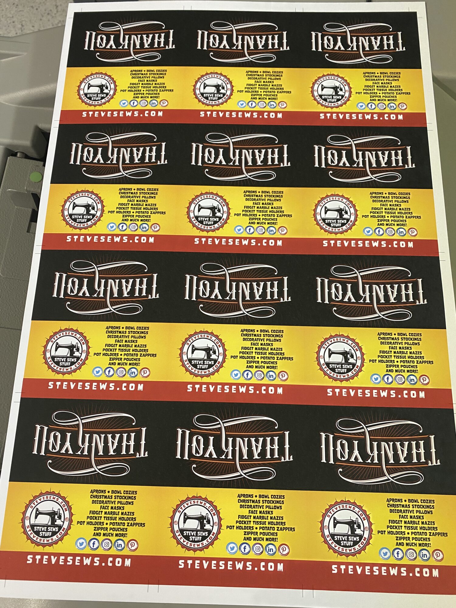 Front / back uncut - Steve Sews Folded Business Cards - I am also a graphic designer. I designed me a folded business card. #FoldedBusinessCards