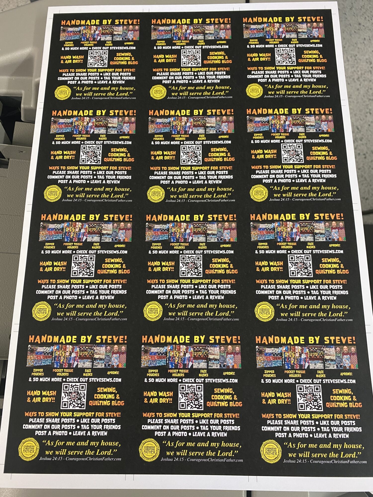 Inside uncut - Steve Sews Folded Business Cards - I am also a graphic designer. I designed me a folded business card. #FoldedBusinessCards