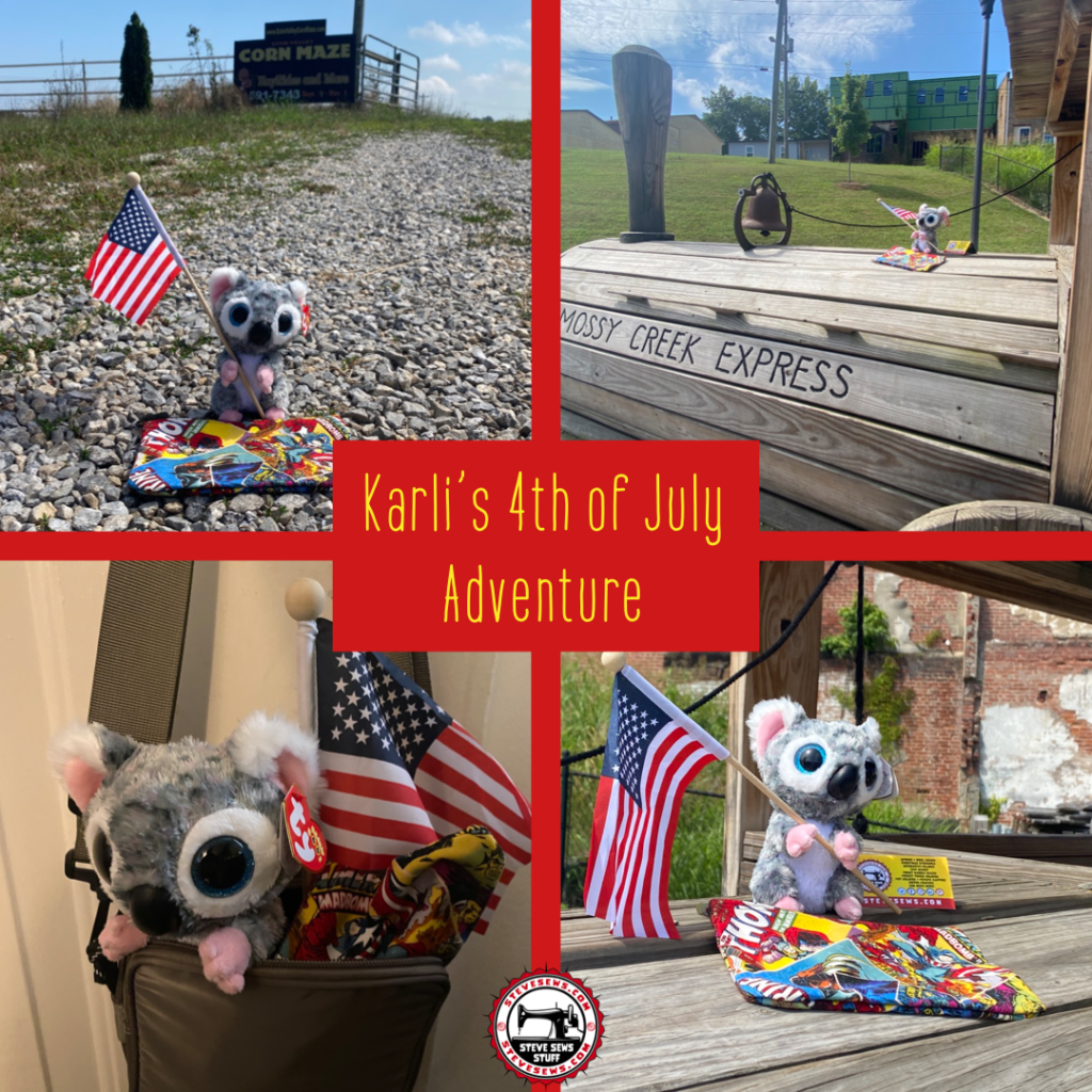 Meet Karli, she is the Administrative Assistant for Steve Sews Stuff. She got to do a 4th of July tour including seeing some Barn Quilts. (Coming soon those photos). She has a Marvel Comic zipper pouch, showing Captain America and other Marvel characters. 

https://www.stevesews.com/product/marvel-comic-book-zipper-pouch/