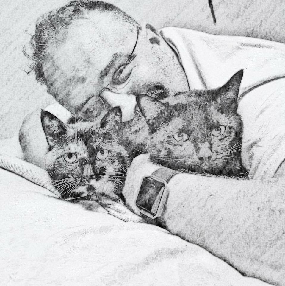Daddy with the kitty babies - Lilly Bug & Joel the Brave - 2018​
