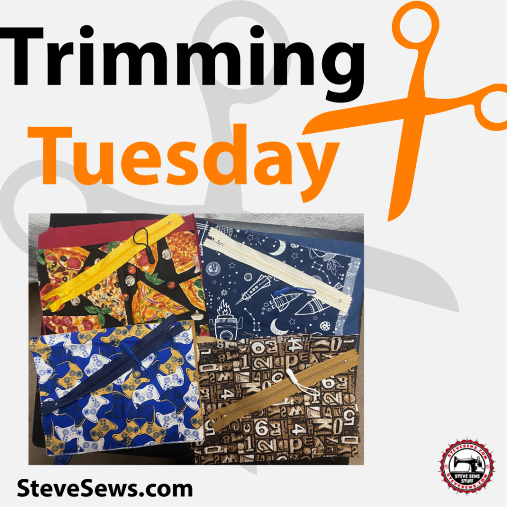 Trimming Tuesday Zipper Pouches - I trimmed some fabric to prep to sew zipper pouches. #zipperpouches 