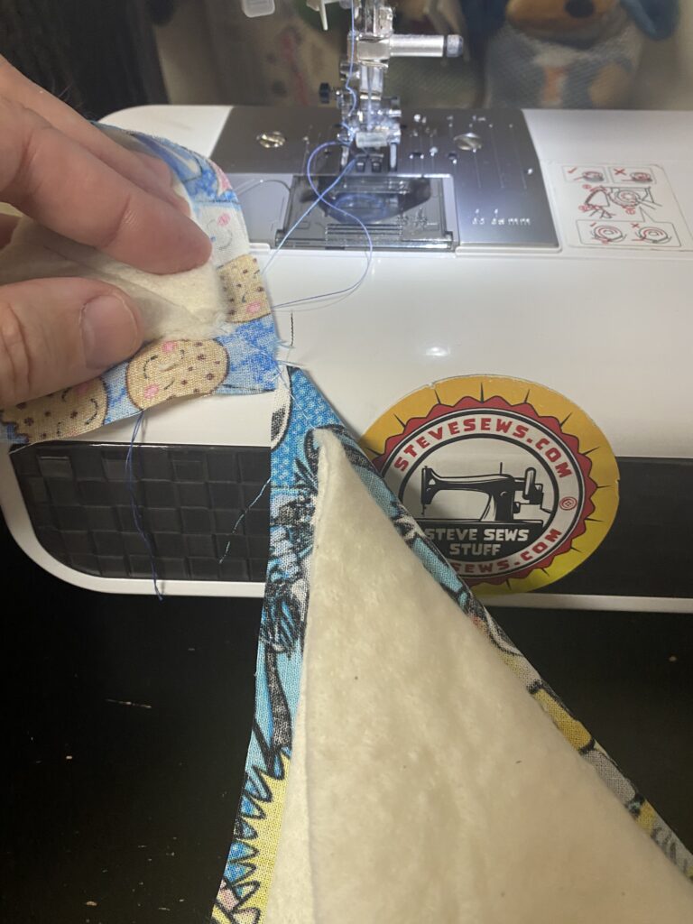 Chain Stitch is a great way to sew multiple projects using the same colored thread so you don’t waist thread. ​