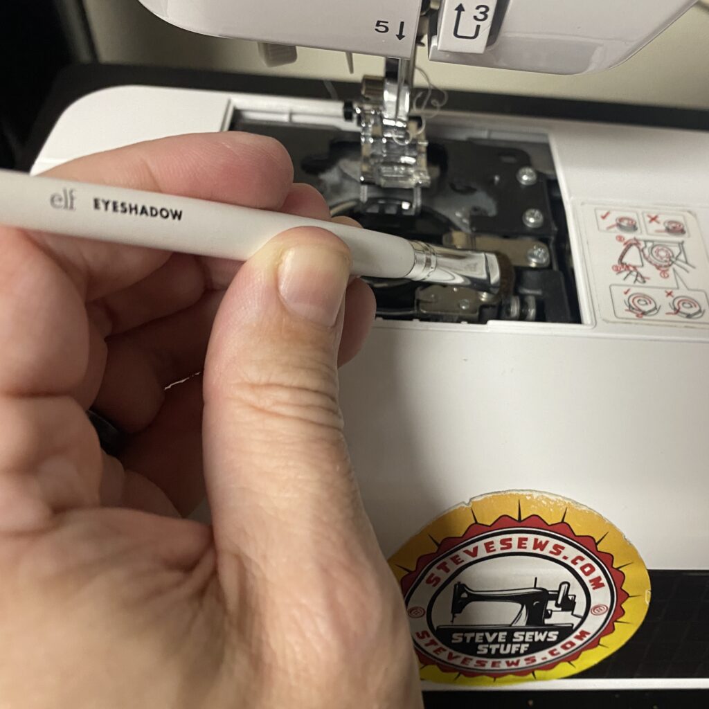 A Cheap Makeup Brush can be used as a Sewing Machine Cleaning Brush - Keeping your sewing machine clean is essential to ensuring it functions correctly and lasts a long time. Dust, lint, and other debris can build up inside your machine and cause it to malfunction. While many sewing machines come with a cleaning brush, these can be expensive to replace if lost or damaged. But fear not! You can use a cheap makeup brush as a substitute for a sewing machine cleaning brush.