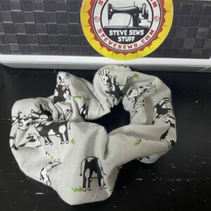 Holstein Cow Scrunchie is a Scrunchie with a gray background and Holstein cows on it. #Holstein #HolsteinCow