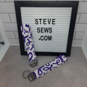 Purple Ribbon Wrist Key Fob Keychain Lanyard