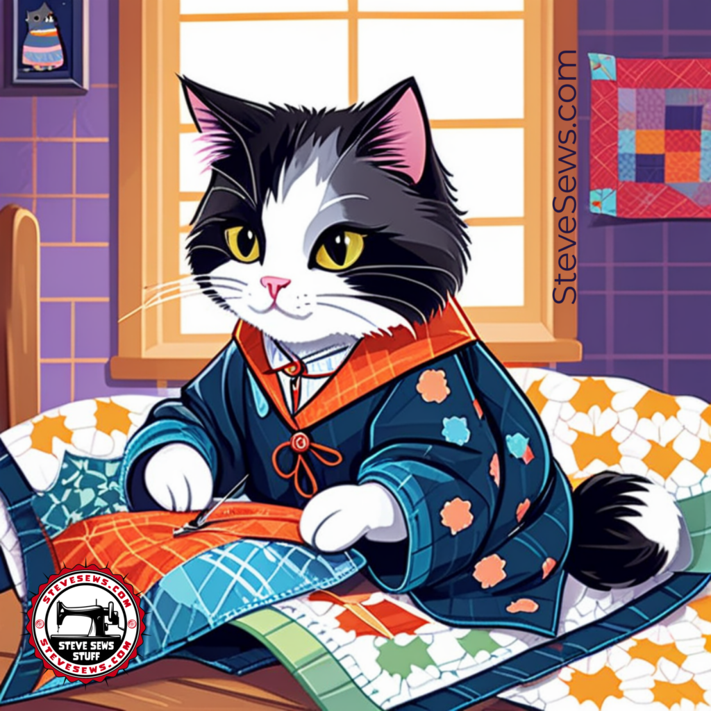 Lilly Bug’s Whiskered Quilting Wonders - In a quaint town where the sun kissed the streets and the breeze whispered through the trees, there lived a peculiar cat named Lilly Bug. Owned by the delightful couple, Steve and Heather, Lilly Bug was no ordinary feline. While most cats spent their days curled up in cozy spots or exploring the outdoors, Lilly Bug had a secret passion – sewing!