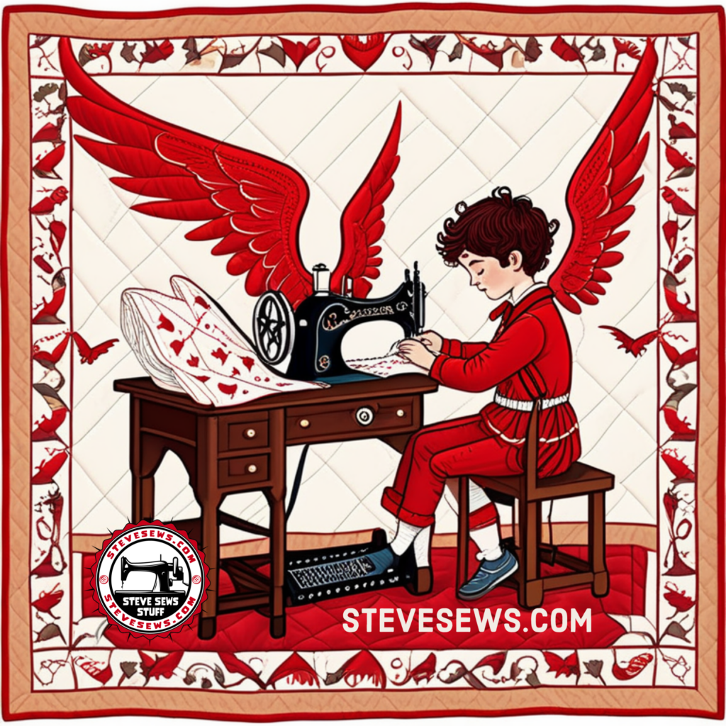 Cupid’s Sewing Workshop - In a cozy little workshop nestled within the clouds, Cupid, the master matchmaker, takes up his magical needle and thread. With each delicate stitch, he weaves the essence of love into charming Valentines for couples around the world. This heartwarming tradition of celestial crafting ensures that love blossoms in the most enchanting way.