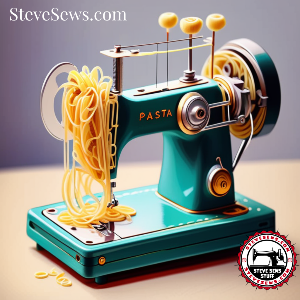 Pasta Sewing Machine - here is a creative sewing machine art made with all kinds of pasta noodles.