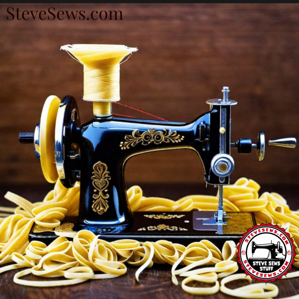 Pasta Sewing Machine - here is a creative sewing machine art made with all kinds of pasta noodles.