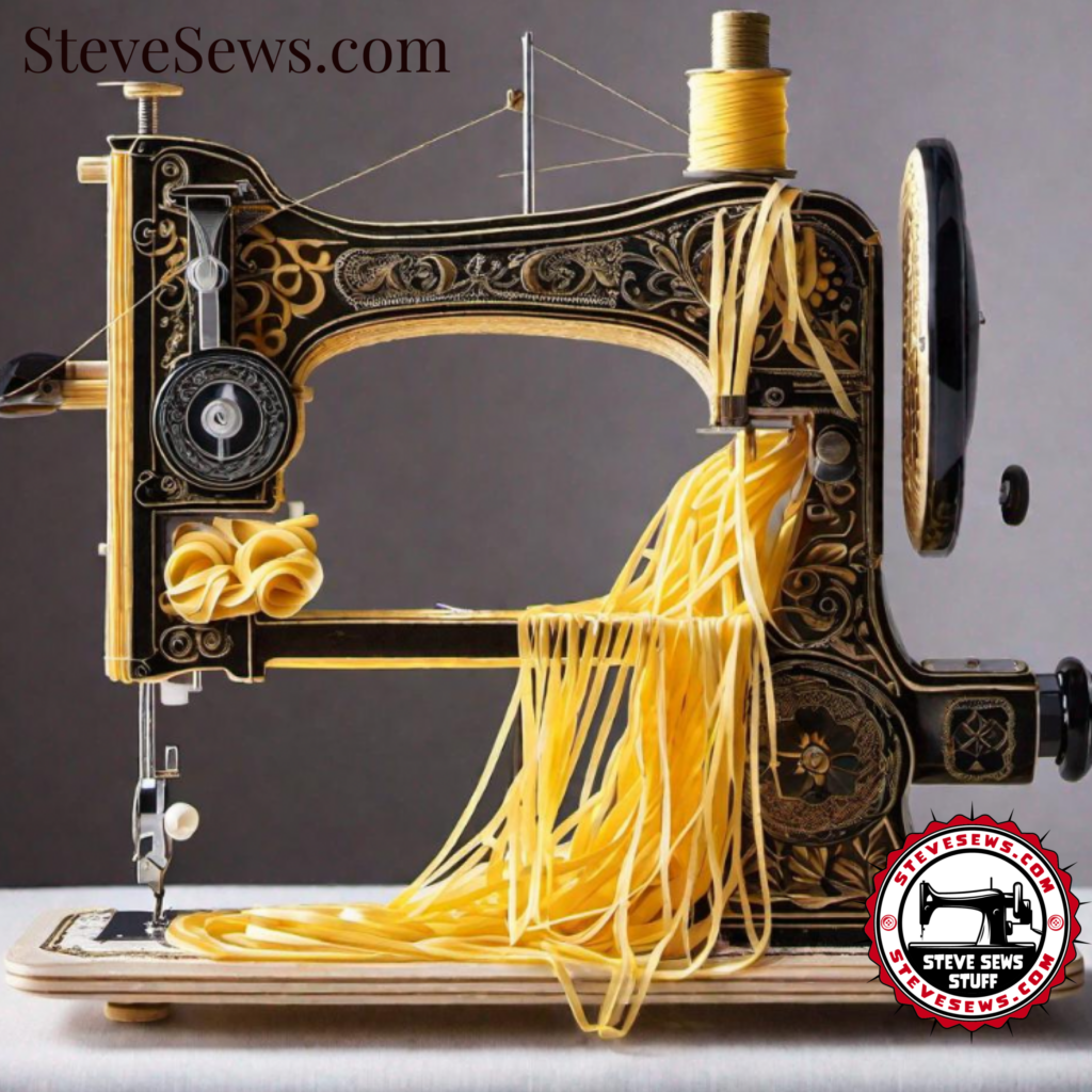 Pasta Sewing Machine - here is a creative sewing machine art made with all kinds of pasta noodles.