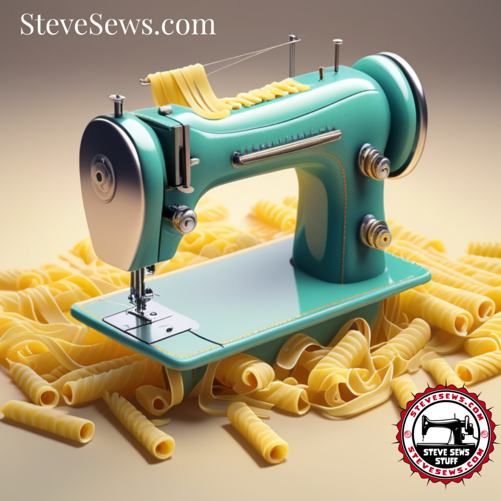 Pasta Sewing Machine - here is a creative sewing machine art made with all kinds of pasta noodles.