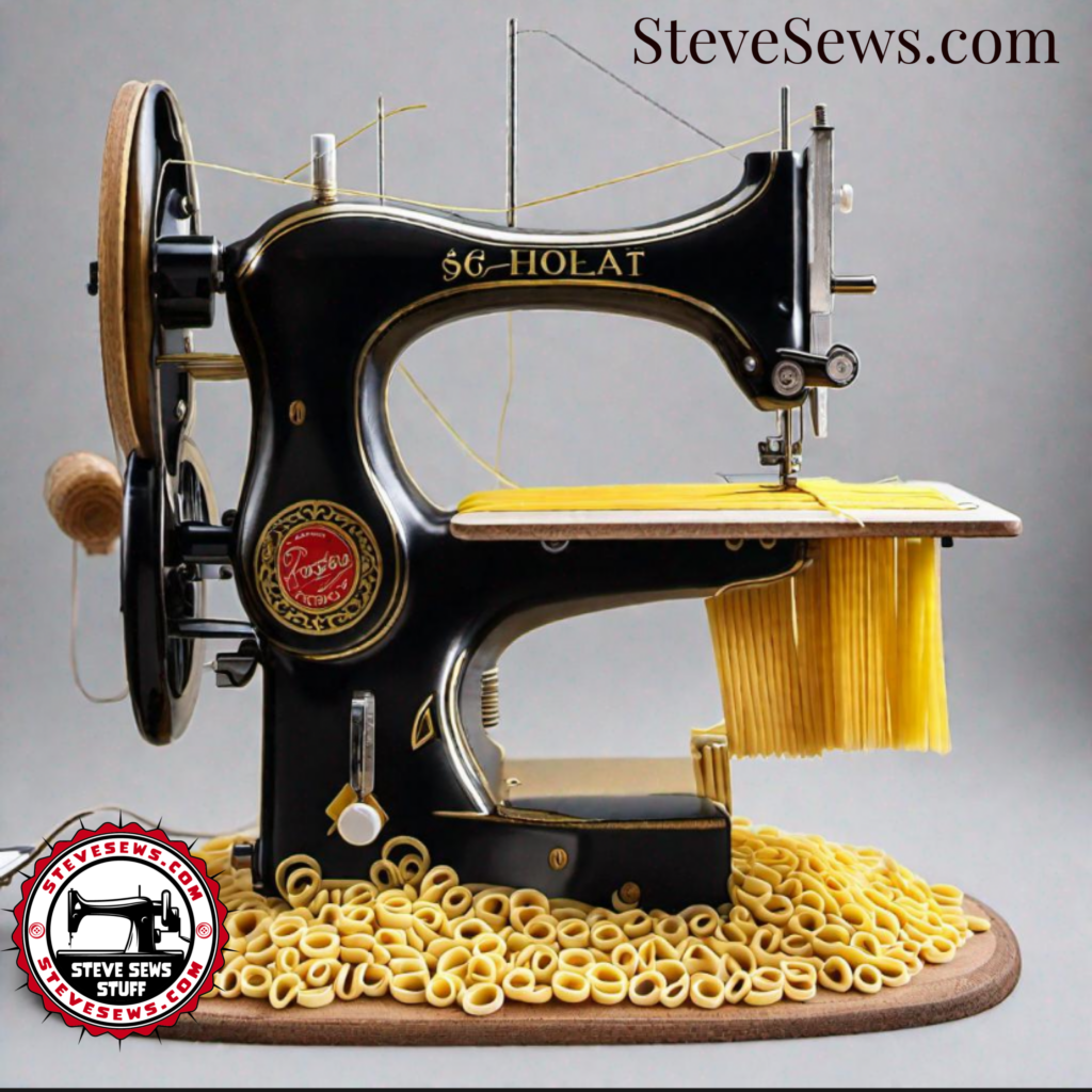 Pasta Sewing Machine - here is a creative sewing machine art made with all kinds of pasta noodles.