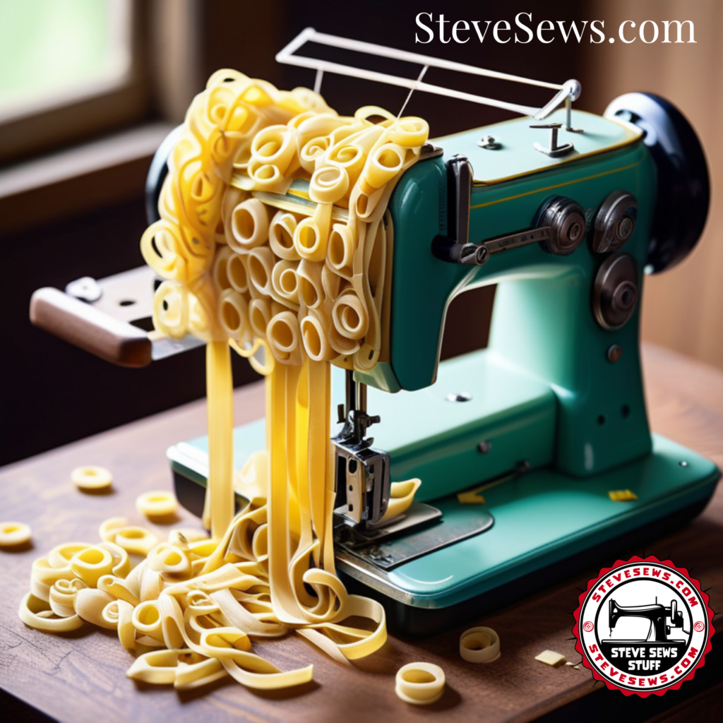 Pasta Sewing Machine - here is a creative sewing machine art made with all kinds of pasta noodles.
