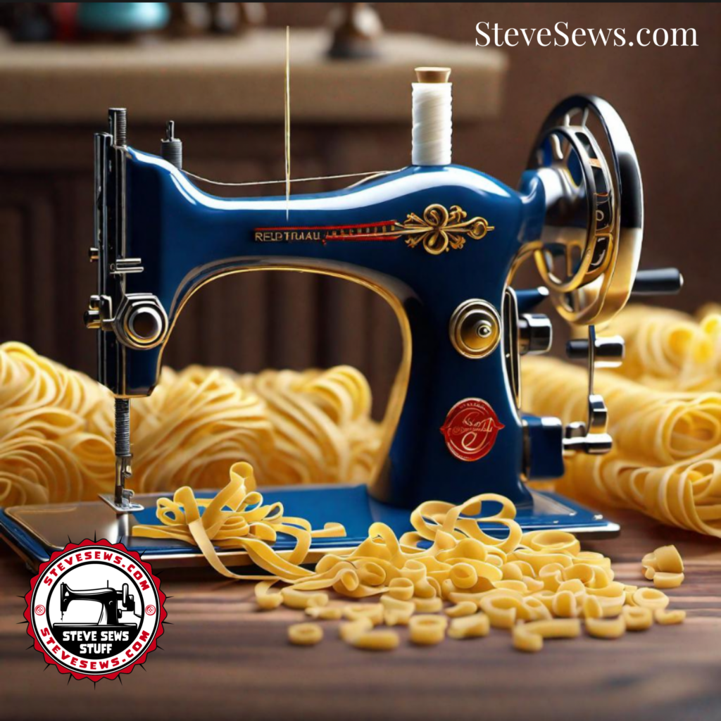 Pasta Sewing Machine - here is a creative sewing machine art made with all kinds of pasta noodles.
