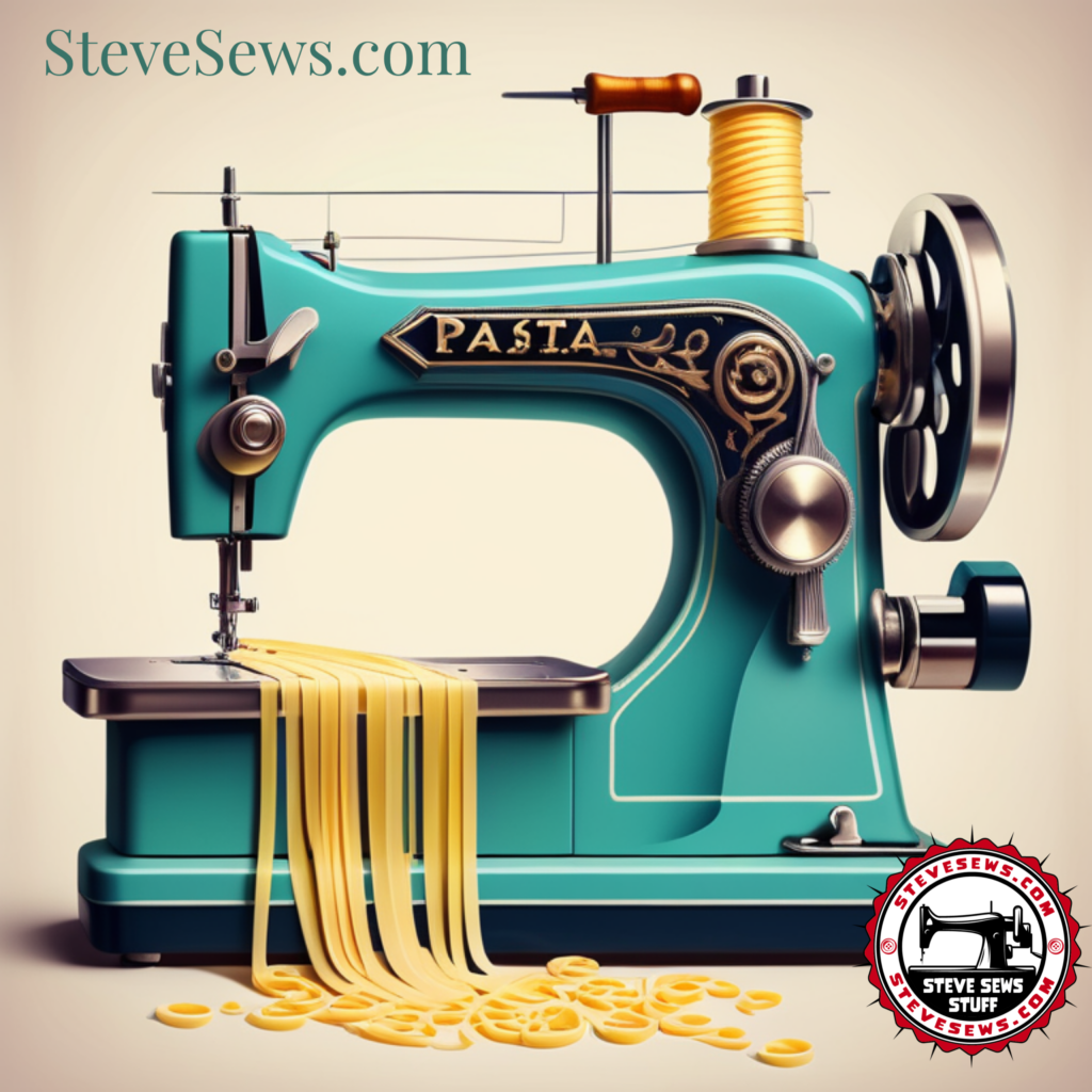 Pasta Sewing Machine - here is a creative sewing machine art made with all kinds of pasta noodles.