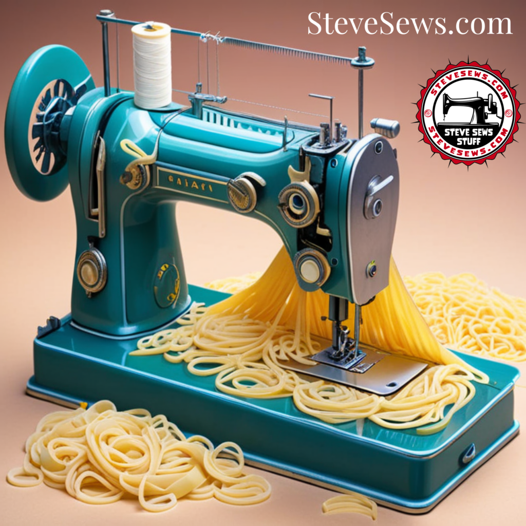 Pasta Sewing Machine - here is a creative sewing machine art made with all kinds of pasta noodles.