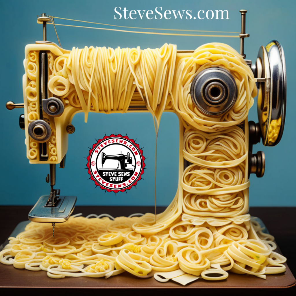 Pasta Sewing Machine - here is a creative sewing machine art made with all kinds of pasta noodles.