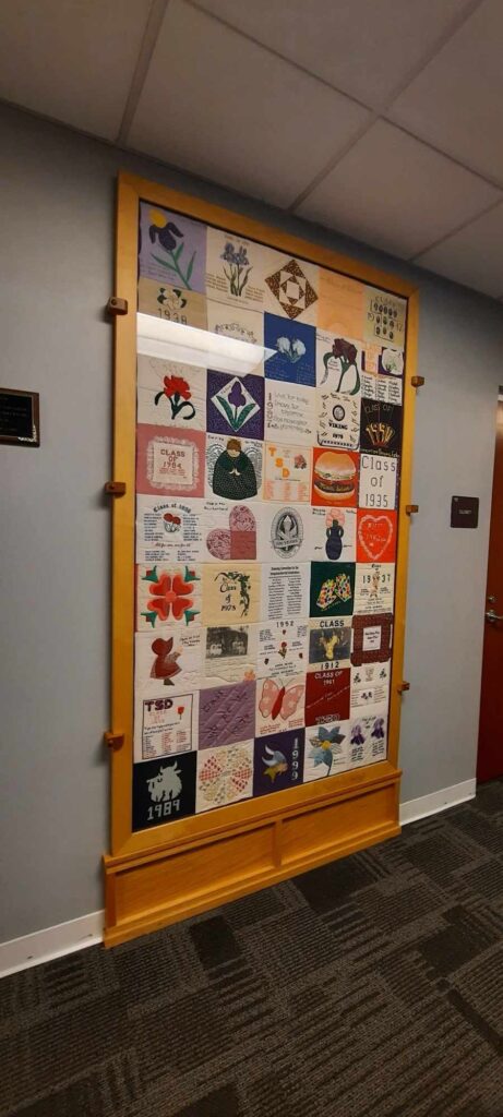 Quilts at Tennessee School of the Deaf Knoxville — this school has on display two quilts for the students and staff to enjoy seeing.